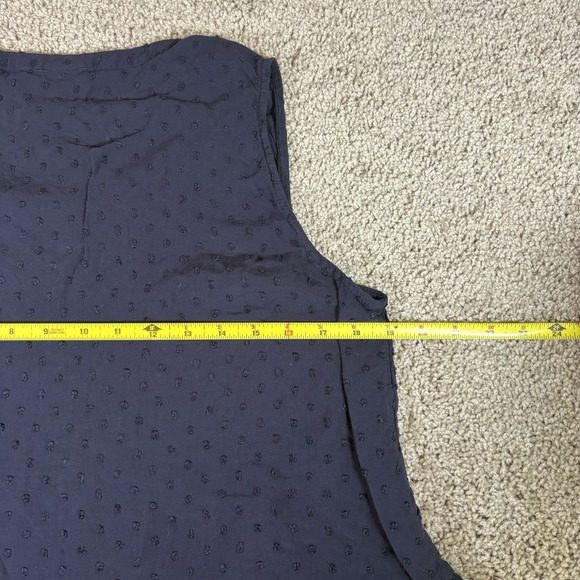 Merona Womens Navy Blue Sleeveless Blouse Eyelet Lace Peplum Top XXL - Picture 5 of 5